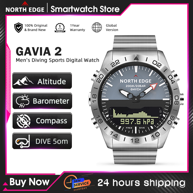 Smartwatch Watches For Mens - NORTH EDGE Orologio Subacqueo da Uomo,